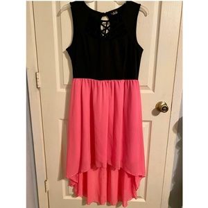 DEB Pink High Low Black Strappy Top Dress